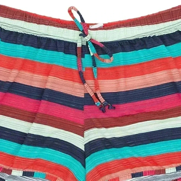 Colorful Striped Cover Up Beach Shorts Size Medium Summer Drawstring Shorts - Picture 3 of 3